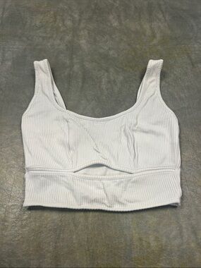 Suzette Collection white ribbed cut out knit crop top